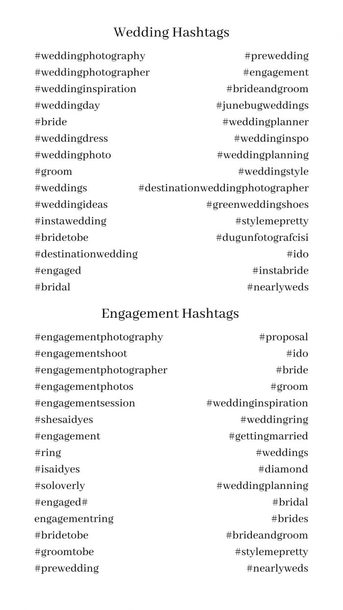 Instagram Hashtags Guide for Wedding Photographers