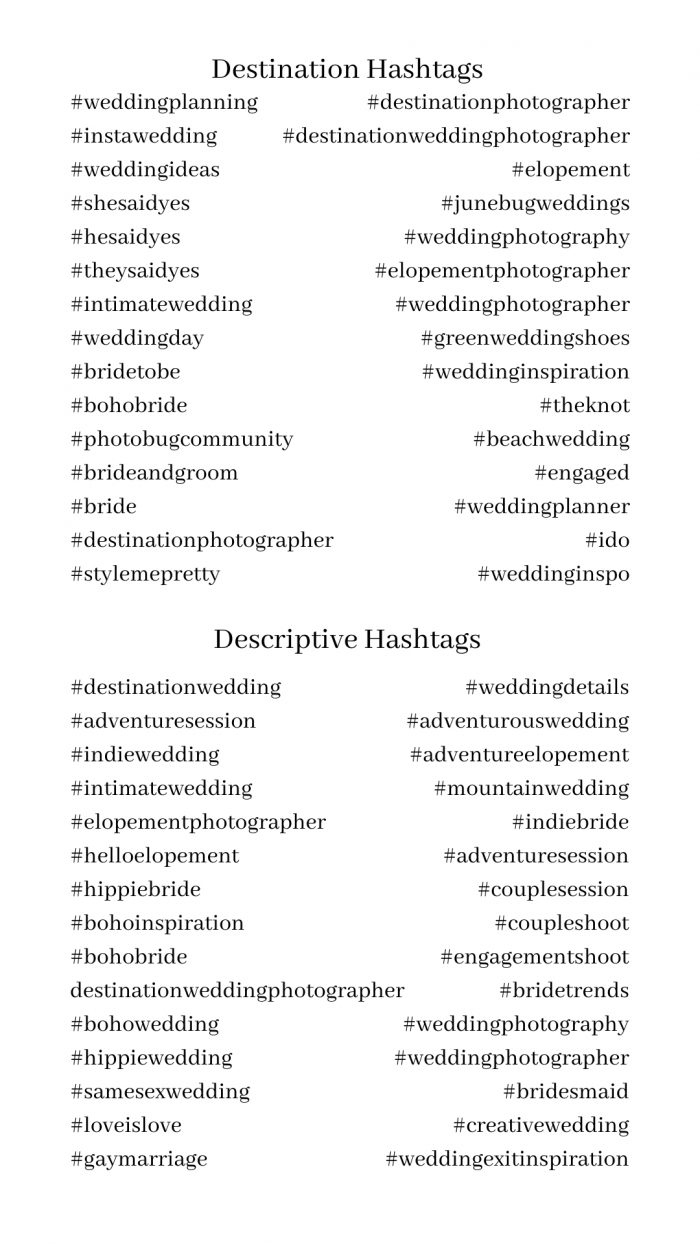 Instagram Hashtags Guide for Wedding Photographers