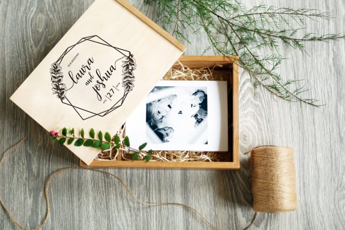 For Photographers Personalized Square Box for Photos Wood Box for Prints and USB Drive Keepsake Great Gift for Anniversary