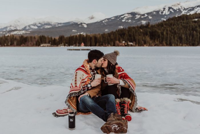 couple kissing winter personality instagram