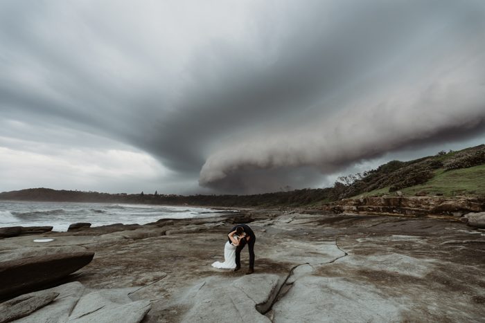 storm warning wedding photo
