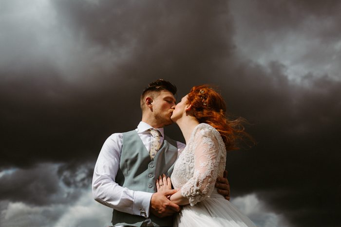 clouds wedding portrait