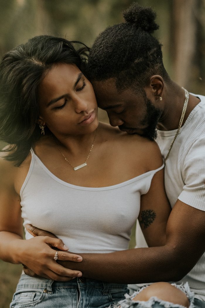 Black couple engagement shoot