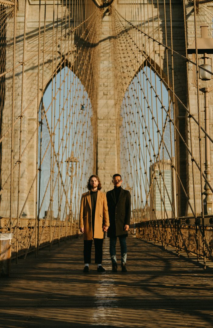 same-sex couple on Brooklyn Bridge 