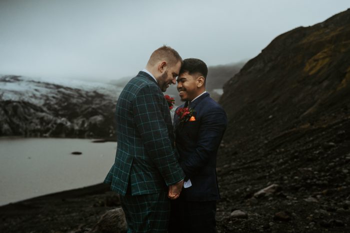 same sex couple wedding day in Iceland