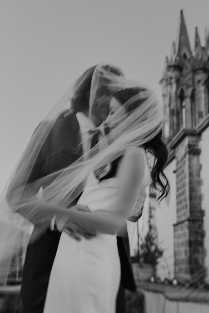 black and white motion blur wedding shot 