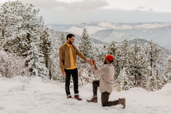 same-sex proposal in the snowy Colorado mountains